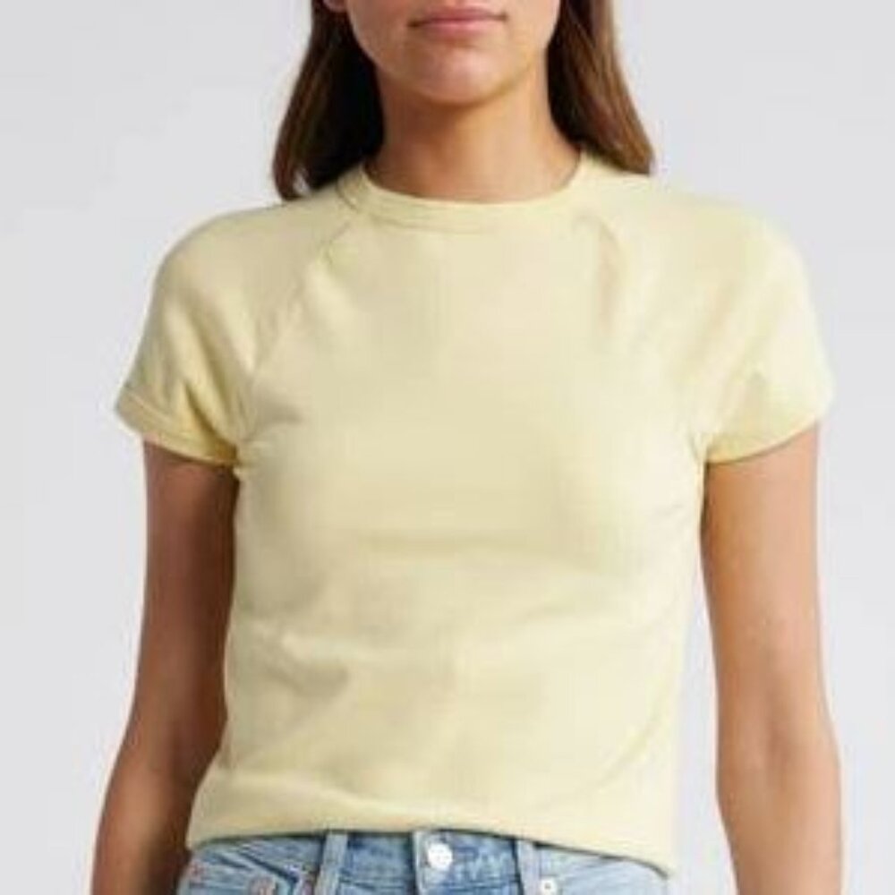 Madewell, Raglan Sleeve Baby Tee in Candlelight, Size Medium, EUC